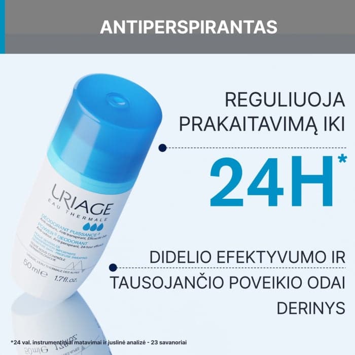 URIAGE rutulinis dezodorantas-antiperspirantas POWER 3, bekvapis, 50 ml-2