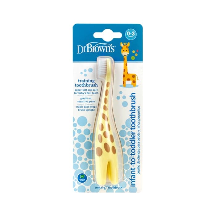DR. BROWN'S dantų šepetėlis kūdikiams ŽIRAFA, iki 3 m., 1 vnt.-2