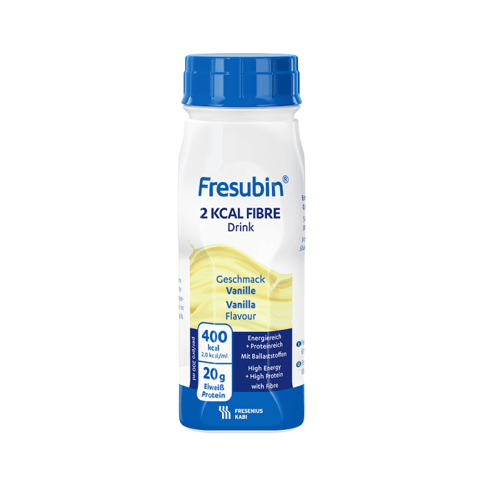 FRESUBIN 2 KCAL FIBRE DRINK, gėrimas, vanilės skonio, nuo 3 m. po 200 ml, 4 vnt., 4 buteliukai-1