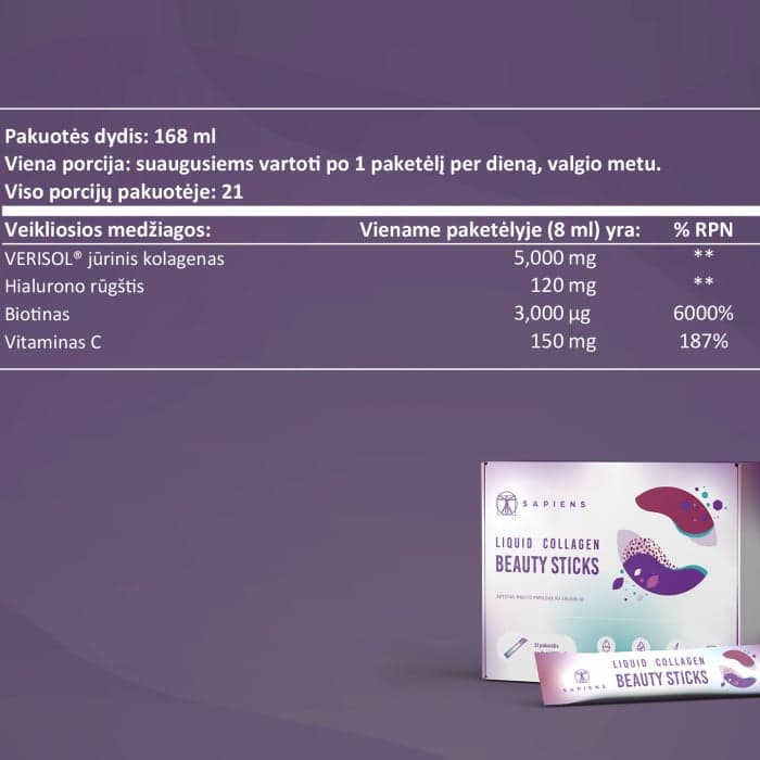 SAPIENS Liquid Collagen Beauty Sticks, 21 pakelių-2