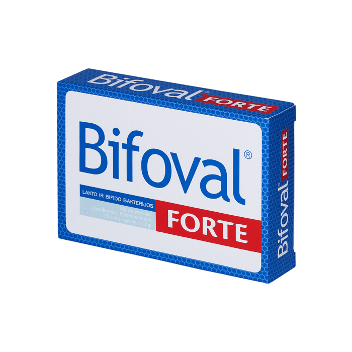BIFOVAL FORTE, nuo 5 m., 15 kietų kapsulių