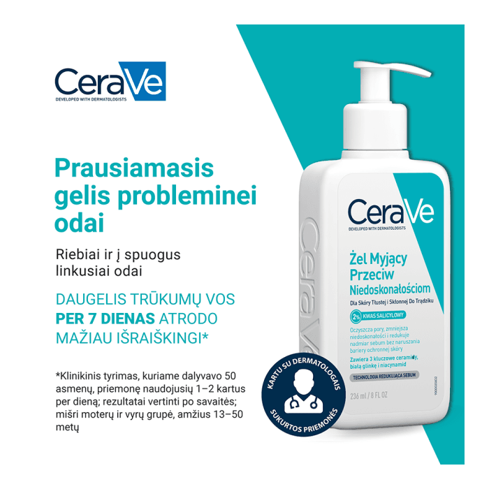 CERAVE prausiamasis gelis probleminei, riebiai ir į aknę linkusiai odai, 236 ml-1