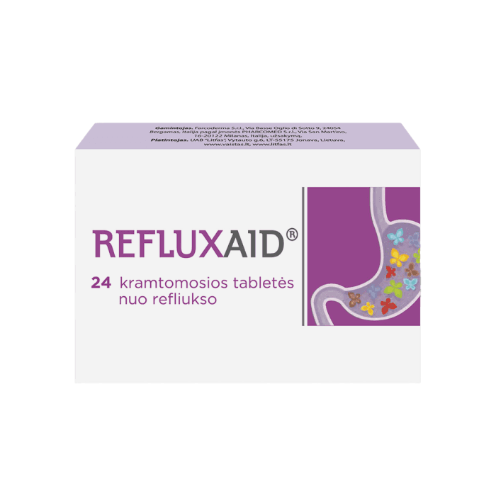 Refluxaid kramtomos tabletės, 24 kramtomosios tabletės