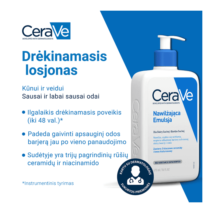CERAVE drėkinamasis losjonas sausai ir labai sausai veido bei kūno odai, 473 ml-1