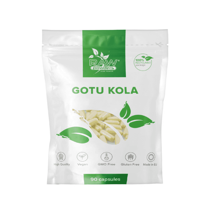 RAW POWDERS GOTU KOLA, 475 MG, 90 kapsulių