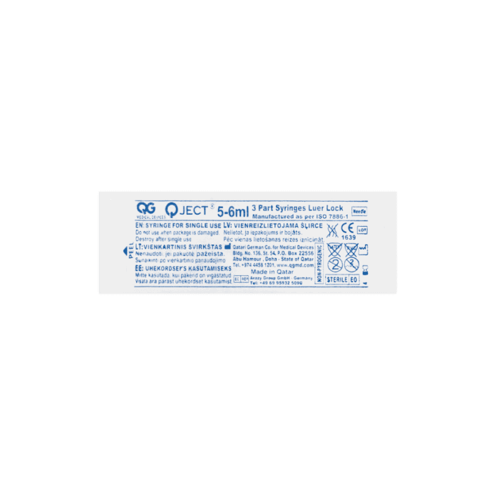 Q JECT švirkštas su trumpa adata, 3 dalys, 6 ml-2