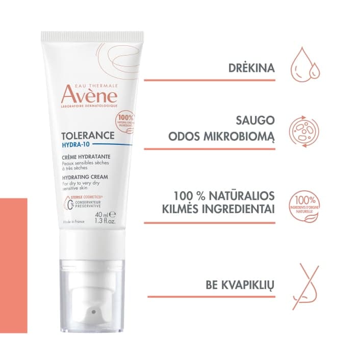 EAU THERMALE AVÈNE drėkinamasis veido kremas TOLERANCE HYDRA-10, 40 ml-1