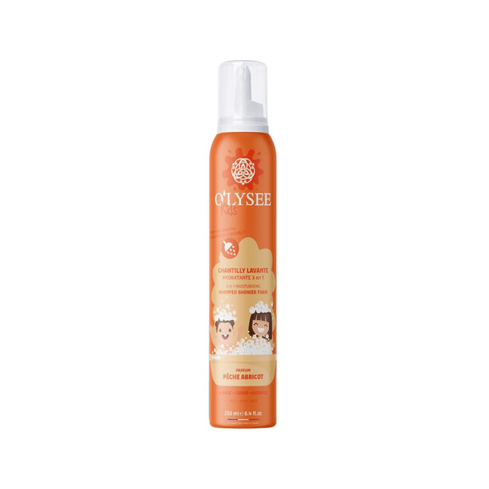 O'LYSEE vaikiškos prausiamosios putos PEACH & APRICOT, nuo 3 m., 250 ml