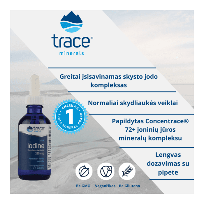 TRACE MINERALS joninis jodas iš kalio jodido, 225 mcg jodo, 59 ml-1