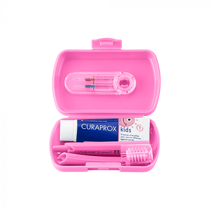 CURAPROX KIDS kelioninis rinkinys Travel Set, rožinis, 1 vnt.-1