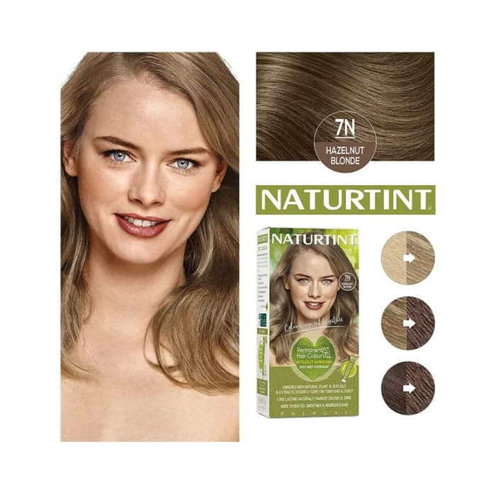 NATURTINT ilgalaikiai plaukų dažai be amoniako NATURALLY BETTER, 7N HAZELNUT BLONDE, bekvapiai, 170 ml-1