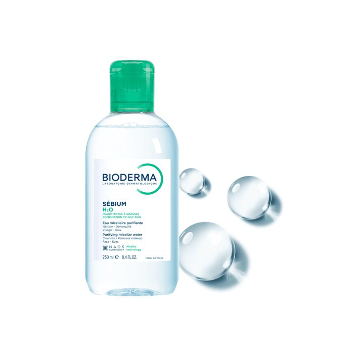 BIODERMA micelinis valomasis vanduo mišriai, riebiai odai SÉBIUM H2O, 250 ml-1