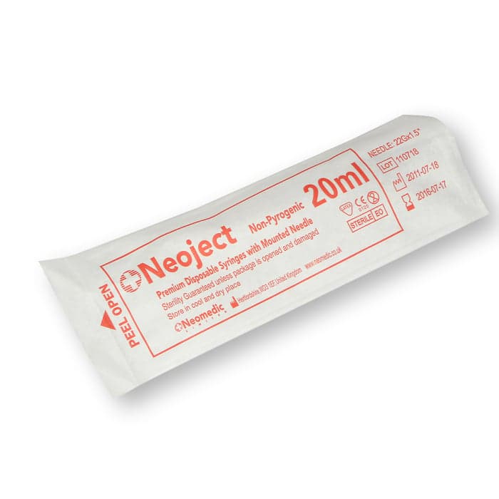 NEOJECT švirkštas su adata 22G, 20 ml, 3 dalių, 1 vnt.