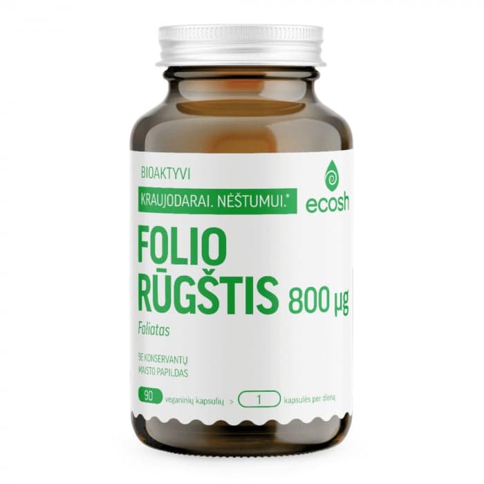ECOSH bioaktyvi folio rūgštis (foliatas), 800 µg, 90 kapsulių