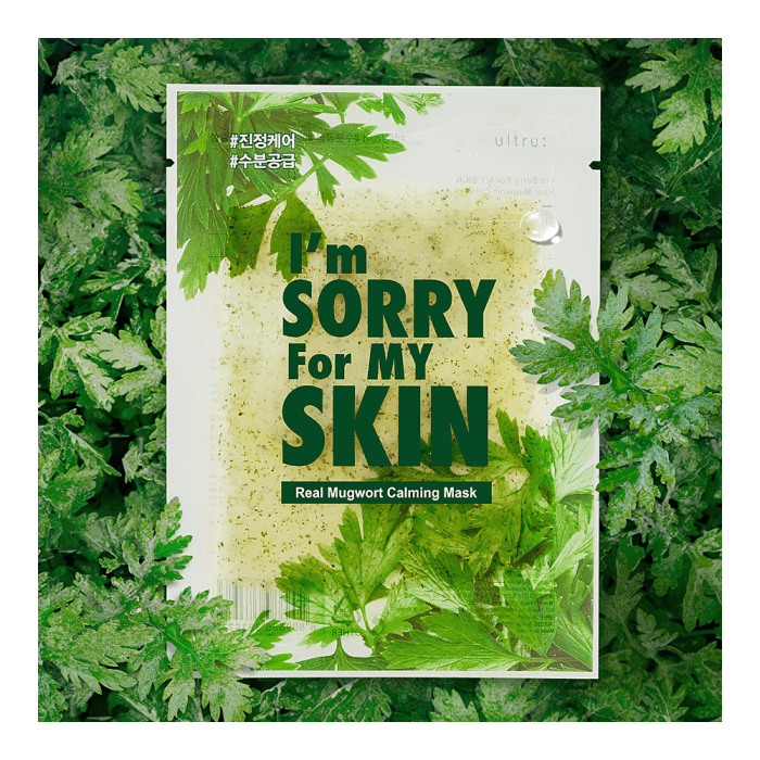 I'M SORRY FOR MY SKIN, lakštinė veido kaukė, Real Mugwort Calming Mask, 23 ml-1