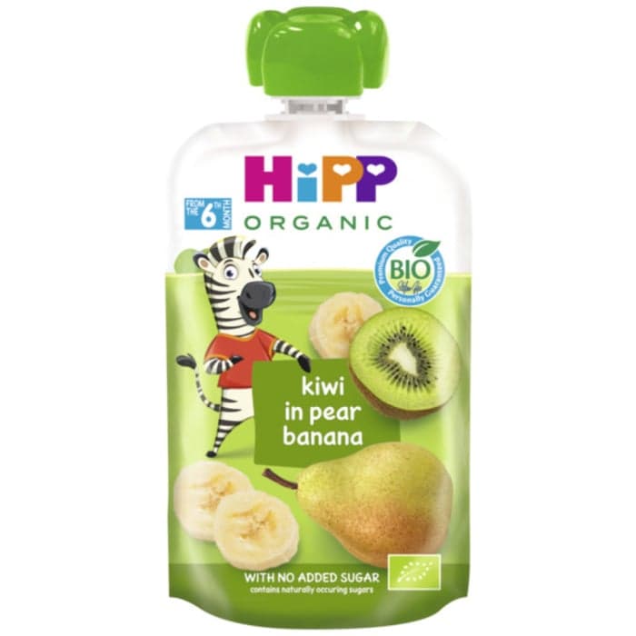 HiPP ekologiška kriaušių, bananų ir kivių tyrelė, nuo 6 mėn., LT-EKO-001, 100 g