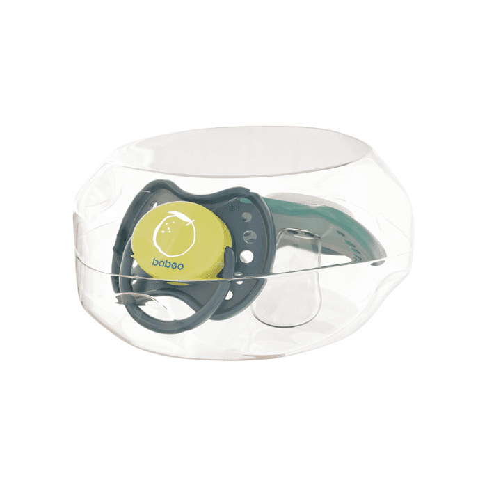 BABOO® Calmy silikoninis ortodontinis čiulptukas su sterilizavimo dėžute, Lagoon Fiesta, 6+ mėn, 2 vnt.-2