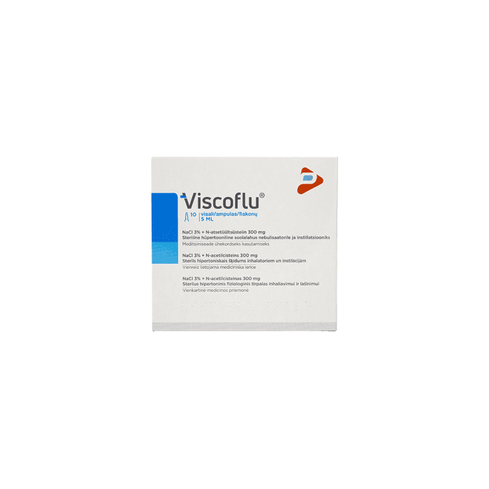 VISCOFLU tirpalas inhaliavimui ir lašinimui, nuo 2 m., 10 vnt., 5 ml