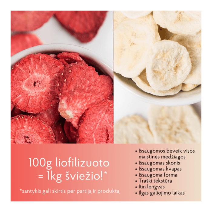 SUPERGARDEN šaltyje džiovintų braškių ir bananų mišinys, 28 g-1