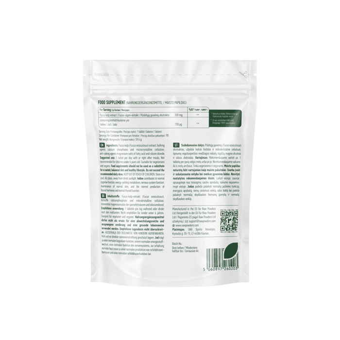 RAW POWDERS KELP SU JODU, 90 tablečių-1