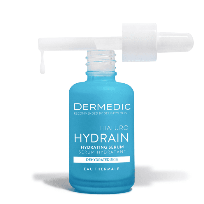 DERMEDIC, HYDRAIN, drėkinamasis veido, kaklo ir iškirptės srities serumas, 30 ml-1