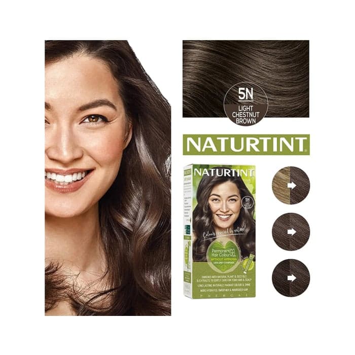 NATURTINT ilgalaikiai plaukų dažai be amoniako NATURALLY BETTER, 5N LIGHT CHESTNUT BROWN, 170 ml-1