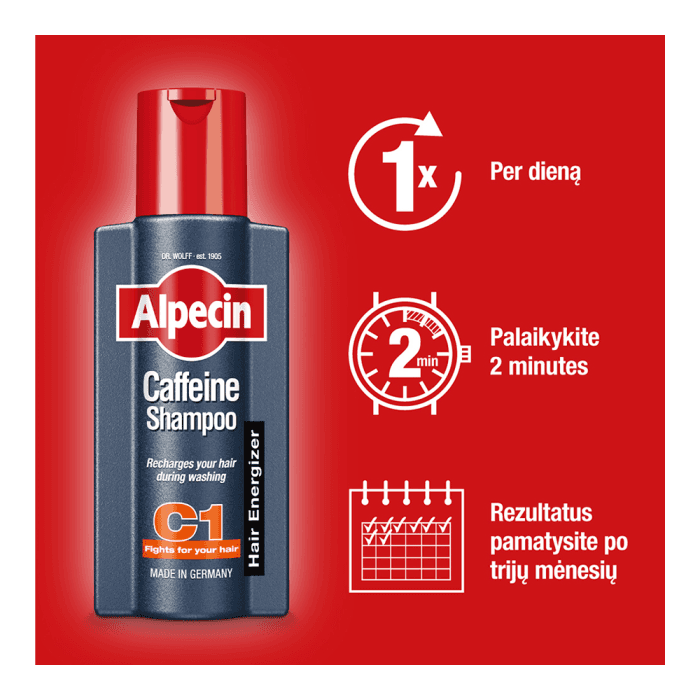 ALPECIN šampūnas su kofeinu nuo plaukų slinkimo C1, 375 ml-1