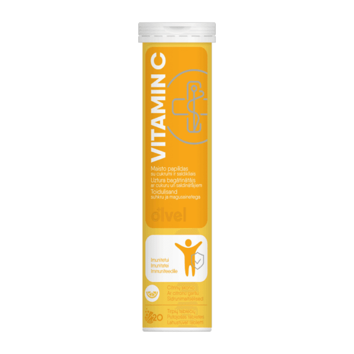 OLVEL VITAMINAS C, citrinų skonio, 20 tirpių tablečių