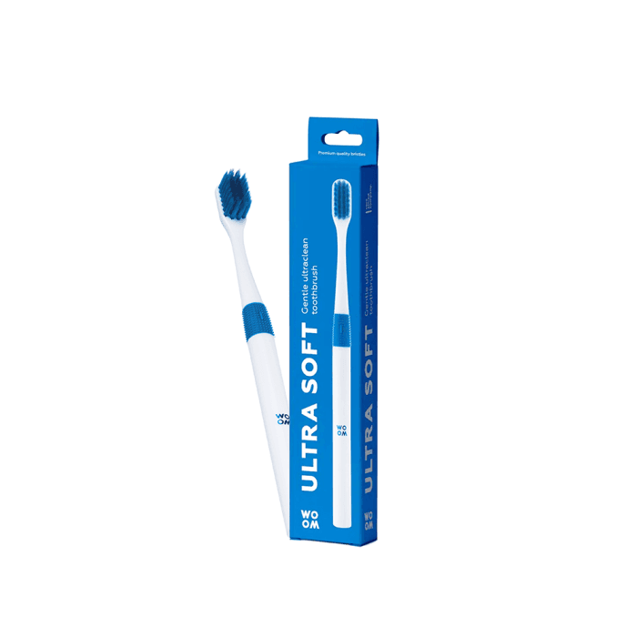 WOOM labai minkštas dantų šepetėlis ULTRA SOFT, mėlyna spalva, 1 vnt.-1