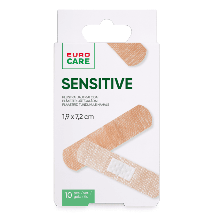 EUROCARE pleistrų rinkinys SENSITIVE, 19 x 72 mm, 20 vnt.