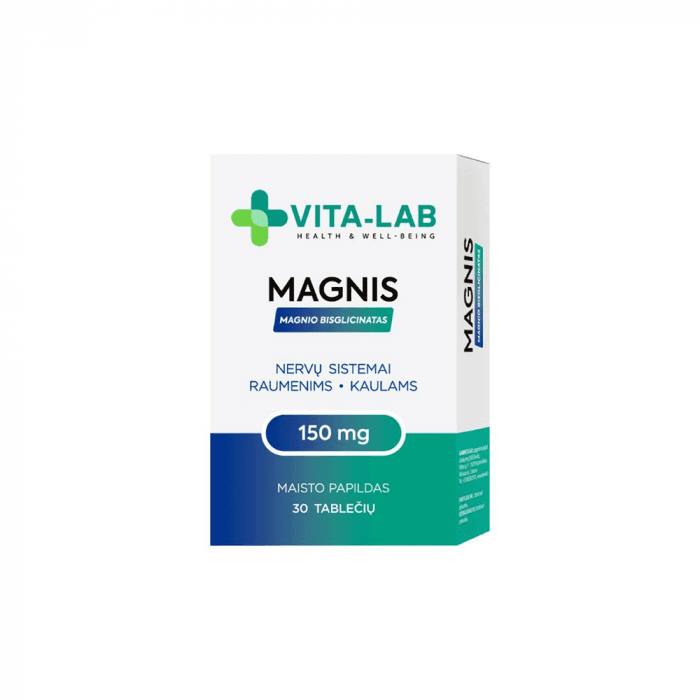 VITA-LAB maisto papildas, Magnio bisglicinatas, 30 tablečių