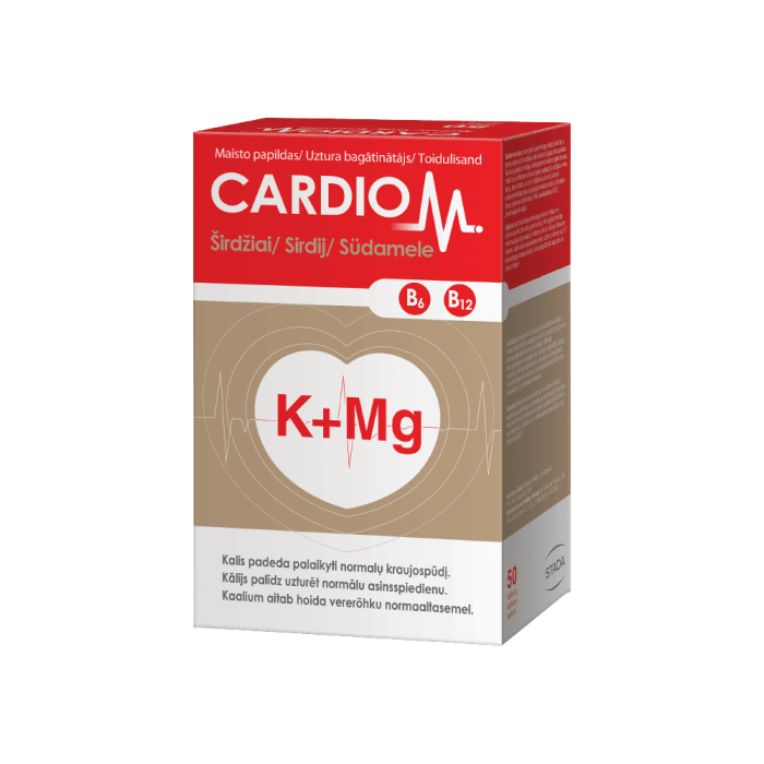 CARDIOM K + Mg (kalis ir magnis) Širdžiai, 50 tablečių