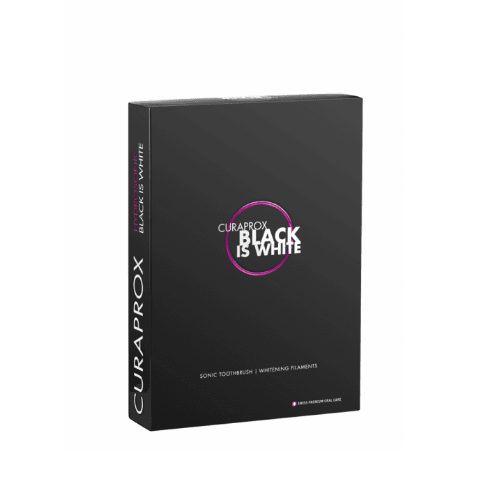CURAPROX elektrinis dantų šepetėlis su balinančiomis galvutėmis HYDROSONIC BLACK IS WHITE, 1 vnt.-2