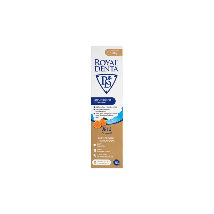 ROYAL DENTA dantų pasta JEJU visapusiškai burnos priežiūrai, citrusų skonio, 130 g-2