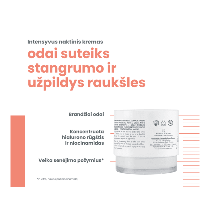 EAU THERMALE AVÈNE naktinis veido kremas brandžiai odai HYALURON ACTIVE B3, 40 ml-1