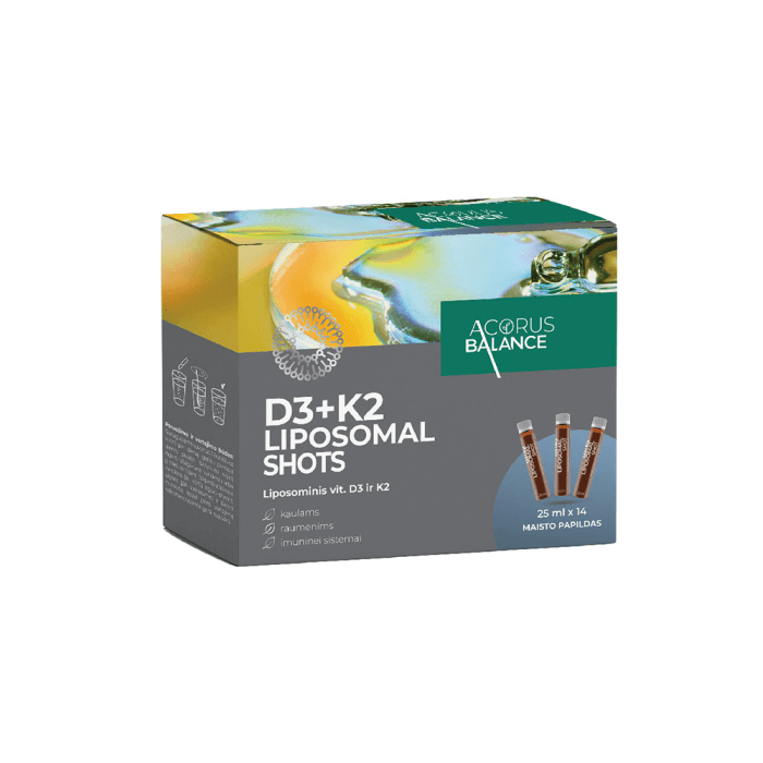 ACORUS BALANCE D3 + K2 LIPOSOMAL SHOTS, 14 buteliukų-1