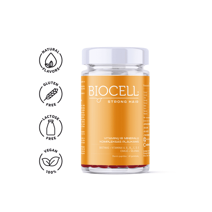 BIOCELL STRONG HAIR, uogų skonio, 60 guminukų-1