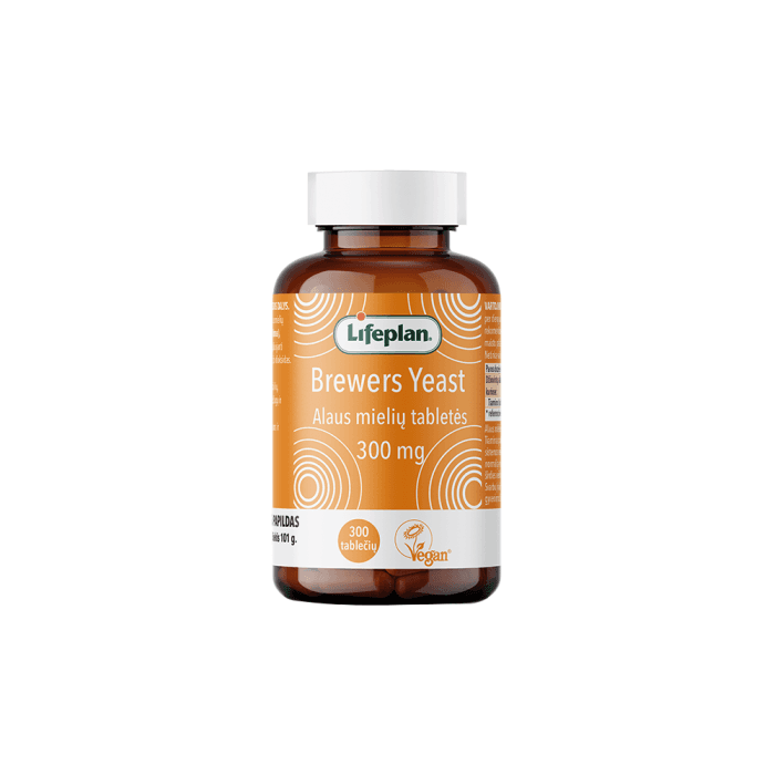 LIFEPLAN Brewer's Yeast 300 mg, alaus mielių tabletės, 300 Tabletės