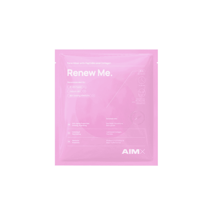 AIMX  lakštinė veido kaukė su peptidais ir kolagenu RENEW ME, 1 vnt.