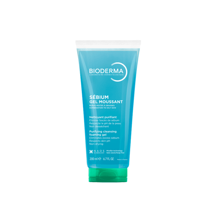 BIODERMA švelnus gelinis prausiklis riebiai mišriai odai, SÉBIUM GEL MOUSSANT, 200 ml