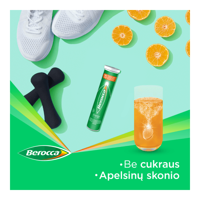 BEROCCA ENERGY, vitaminų kompleksas, 15 šnypščiųjų tablečių-2