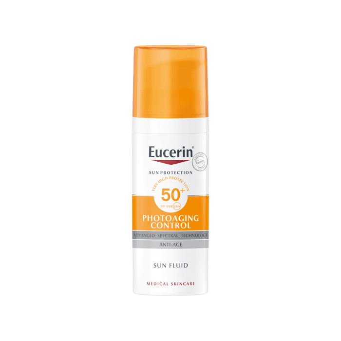 EUCERIN veido fluidas SUN PHOTOAGING CONTROL SPF 50+, 50 ml
