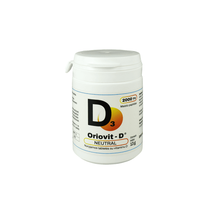 Oriovit-D Neutral 2000 TV, vitaminas D3, 200 tablečių
