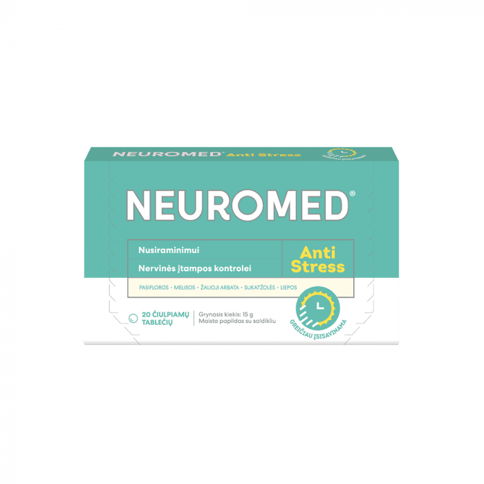 NEUROMED ANTI-STRESS, 20 čiulpiamųjų tablečių