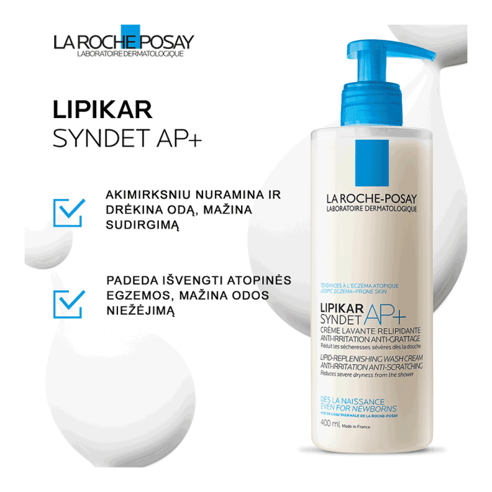 LA ROCHE-POSAY veido ir kūno prausiklis LIPIKAR SYNDET, nuo 0 mėn., 200 ml-1