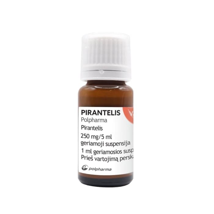 PIRANTELIS Polpharma 250 mg/5 ml geriamoji suspensija, 15ml, geriamoji suspensija, N1-2