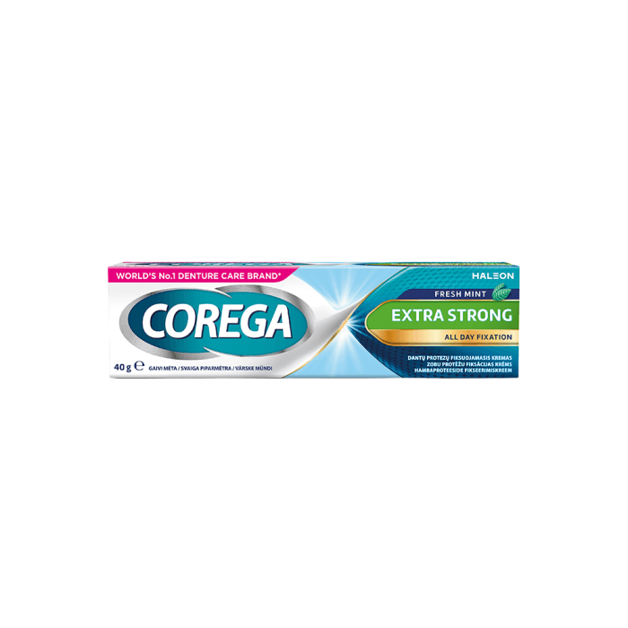 Corega Extra Strong Fresh fiksuojantis kremas mėtų skonio 40g, 40 g