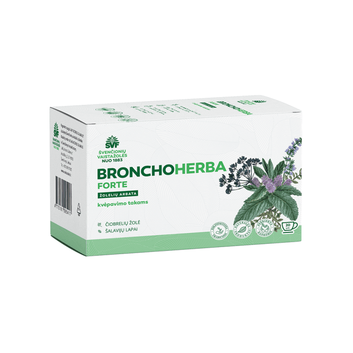 ŠVENČIONIŲ VAISTAŽOLĖS  žolelių arbata BRONCHOHERBA FORTE, kvėpavimo takams 1,5 g, 20 vnt., 1.5 g