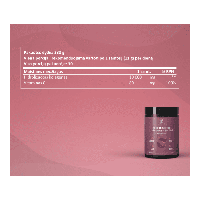 SAPIENS hidrolizuotas kolagenas 10 000, pasiflorų skonio, 330 g-2
