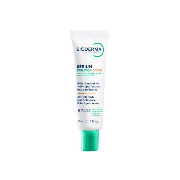 BIODERMA aukštos tolerancijos gelis-kremas su spalva Sébium Kerato+ cover, 30 ml